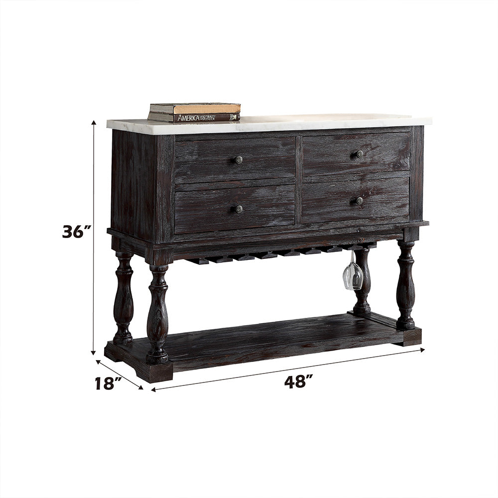 Gerardo White Marble & Weathered Espresso Dining Server - Ornate Home