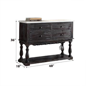 Gerardo White Marble & Weathered Espresso Dining Server - Ornate Home