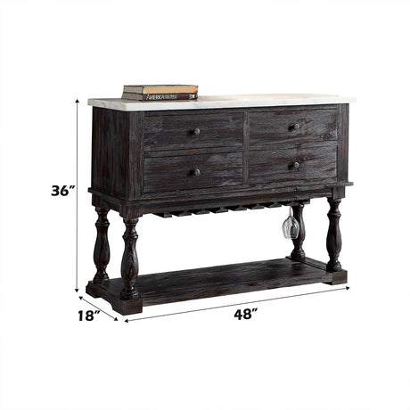 Gerardo White Marble & Weathered Espresso Dining Server - Ornate Home