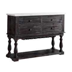 Gerardo White Marble & Weathered Espresso Dining Server - Ornate Home