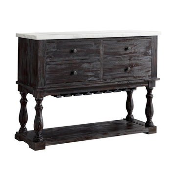 Gerardo White Marble & Weathered Espresso Dining Server - Ornate Home