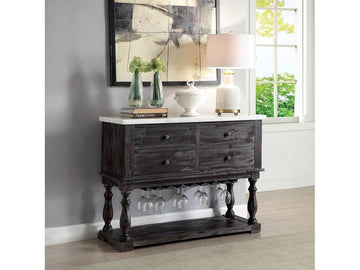 Gerardo White Marble & Weathered Espresso Dining Server - Ornate Home
