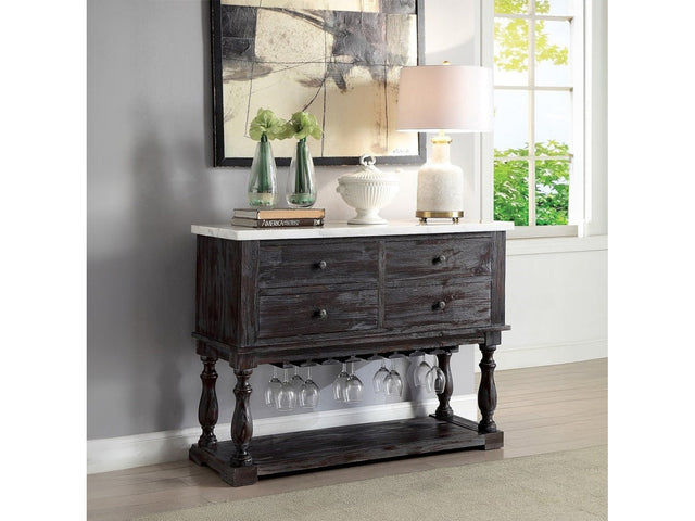 Gerardo White Marble & Weathered Espresso Dining Server - Ornate Home
