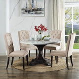 Gerardo White Marble & Weathered Espresso Dining Table - Ornate Home