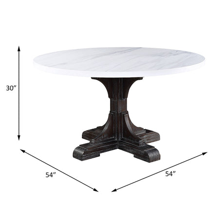 Gerardo White Marble & Weathered Espresso Dining Table - Ornate Home