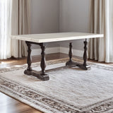 Gerardo White Marble & Weathered Espresso Dining Table - Ornate Home