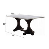Gerardo White Marble & Weathered Espresso Dining Table - Ornate Home