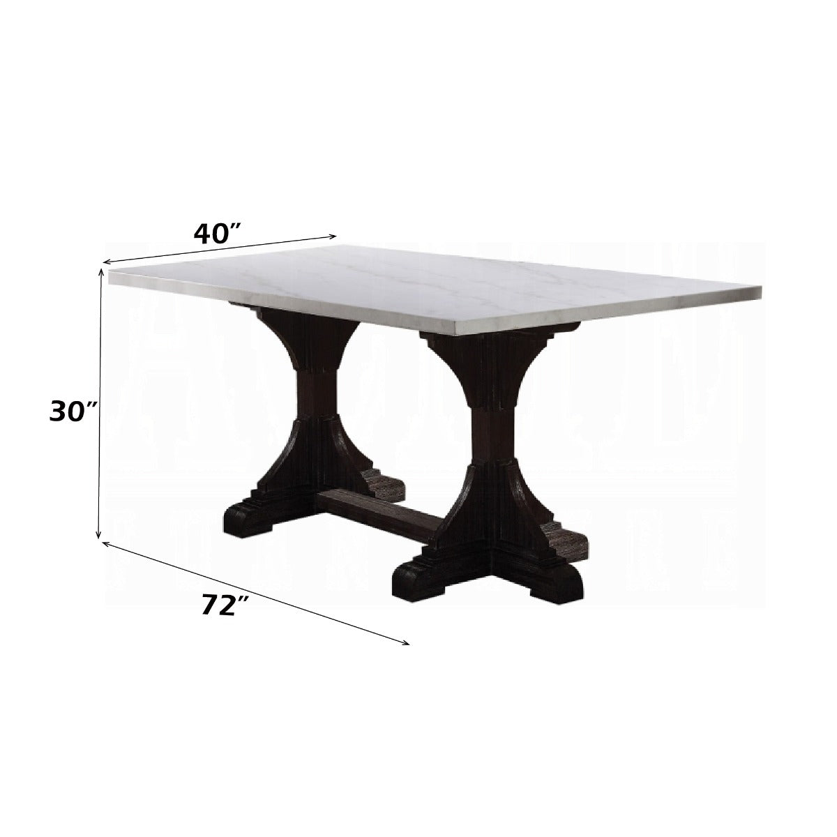 Gerardo White Marble & Weathered Espresso Dining Table - Ornate Home