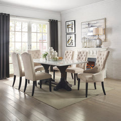 Gerardo White Marble & Weathered Espresso Dining Table - Ornate Home
