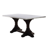 Gerardo White Marble & Weathered Espresso Dining Table - Ornate Home