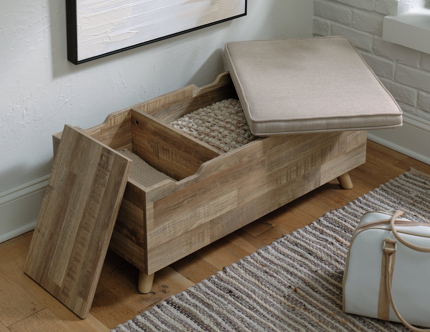 Gerdanet Beige/Brown Storage Bench (Online Special Price) - Ornate Home
