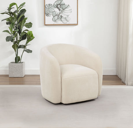 Gerley Beige Chenille Upholstered Swivel Accent Chair - Ornate Home