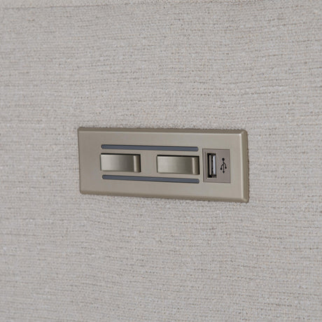 Germain White/Cream Fabric Power Motion Chair - Ornate Home