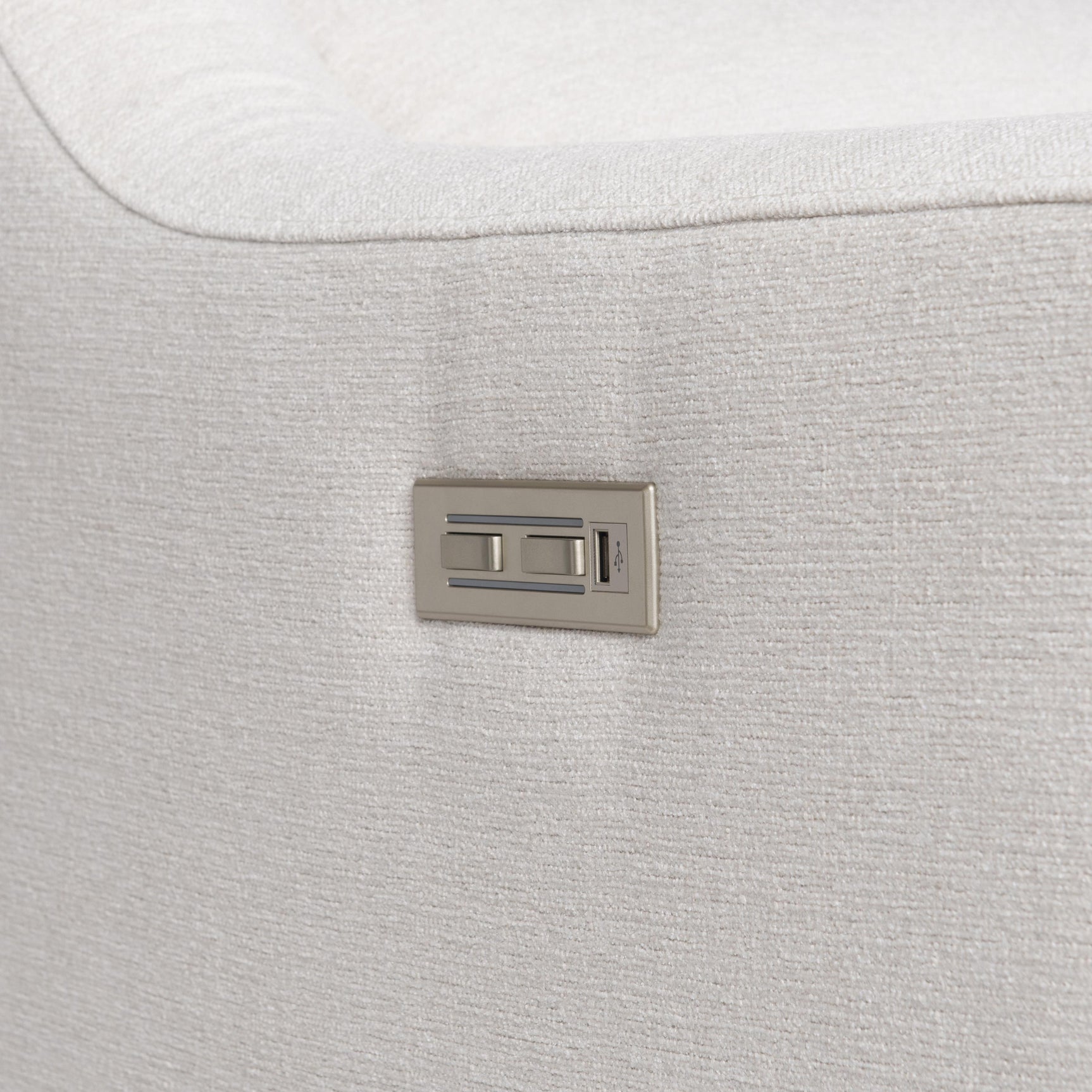 Germain White/Cream Fabric Power Motion Sofa - Ornate Home