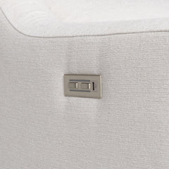 Germain White/Cream Fabric Power Motion Sofa - Ornate Home