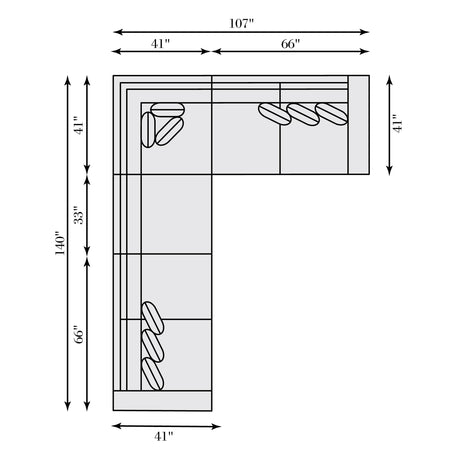 Germain White/Cream Fabric Sectional - Ornate Home