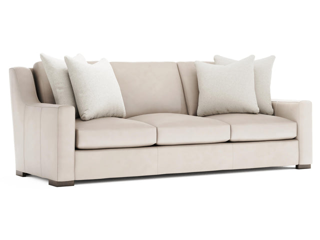 Germain White/Cream Leather Sofa - Ornate Home