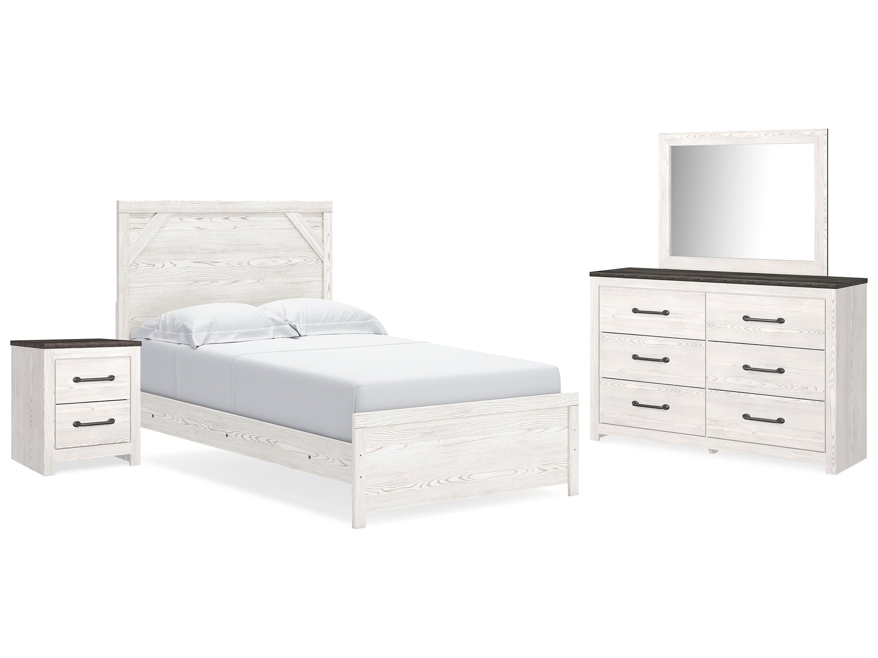 Gerridan White/Gray Full Panel Bed, Dresser, Mirror and Nightstand - Ornate Home