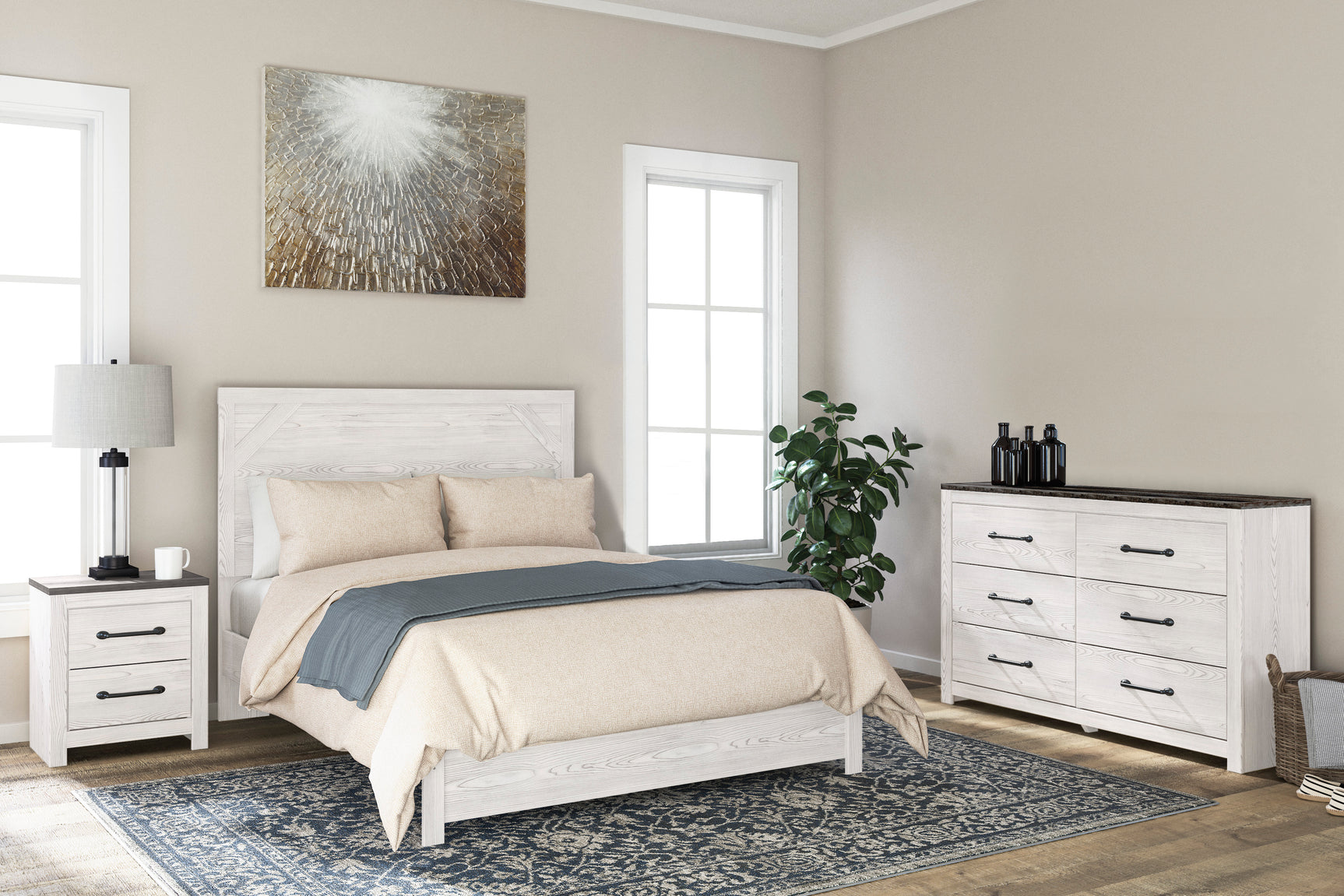 Gerridan White/Gray Full Panel Bed with Dresser and Mirror (Online Special Price) - Ornate Home