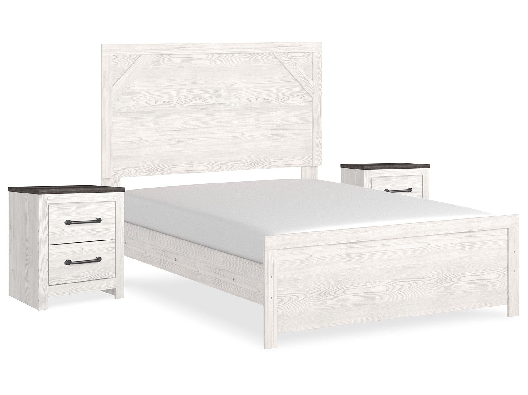 Gerridan White/Gray Full Panel Bedroom Set with 2 Nightstands - Ornate Home