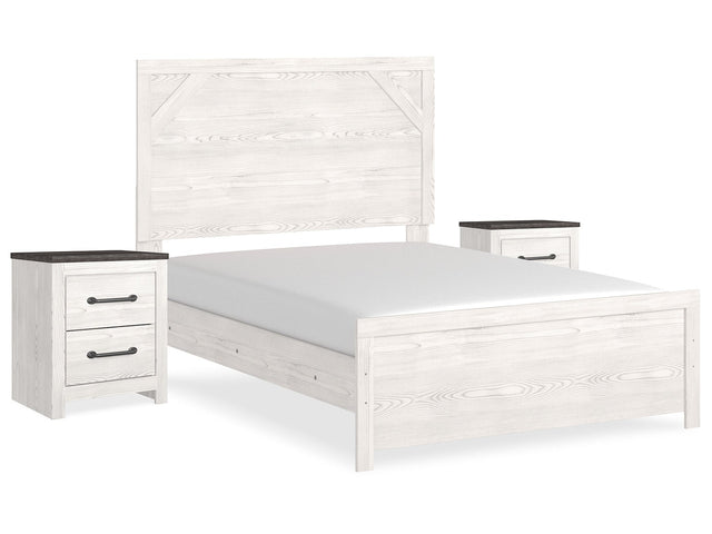 Gerridan White/Gray Full Panel Bedroom Set with 2 Nightstands - Ornate Home