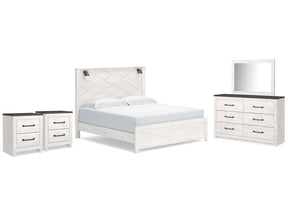 Gerridan White/Gray King Panel Bed, Dresser, Mirror and 2 Nightstands (Online Special Price) - Ornate Home