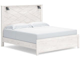 Gerridan White & Gray King Panel Bed Frame w/ Sconce Lights HB (Online Special Price) - Ornate Home