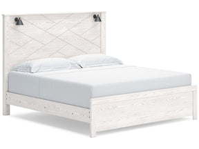 Gerridan White & Gray King Panel Bed Frame w/ Sconce Lights HB (Online Special Price) - Ornate Home