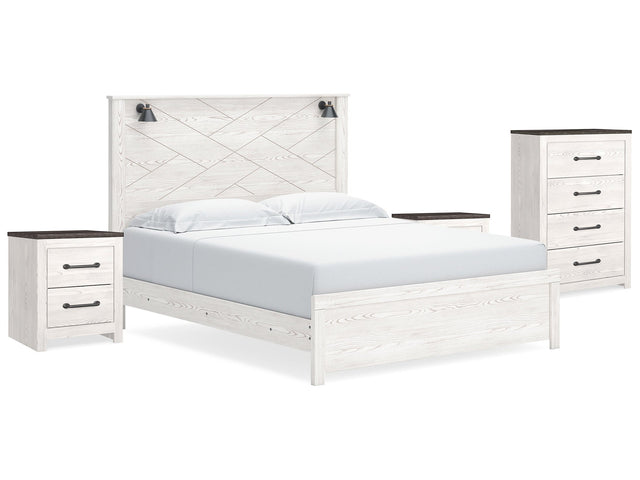 Gerridan White/Gray King Panel Bedroom Set with Chest and 2 Nightstands (Online Special Price) - Ornate Home