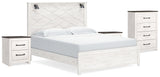 Gerridan White/Gray King Panel Bedroom Set with Chest and 2 Nightstands - Ornate Home