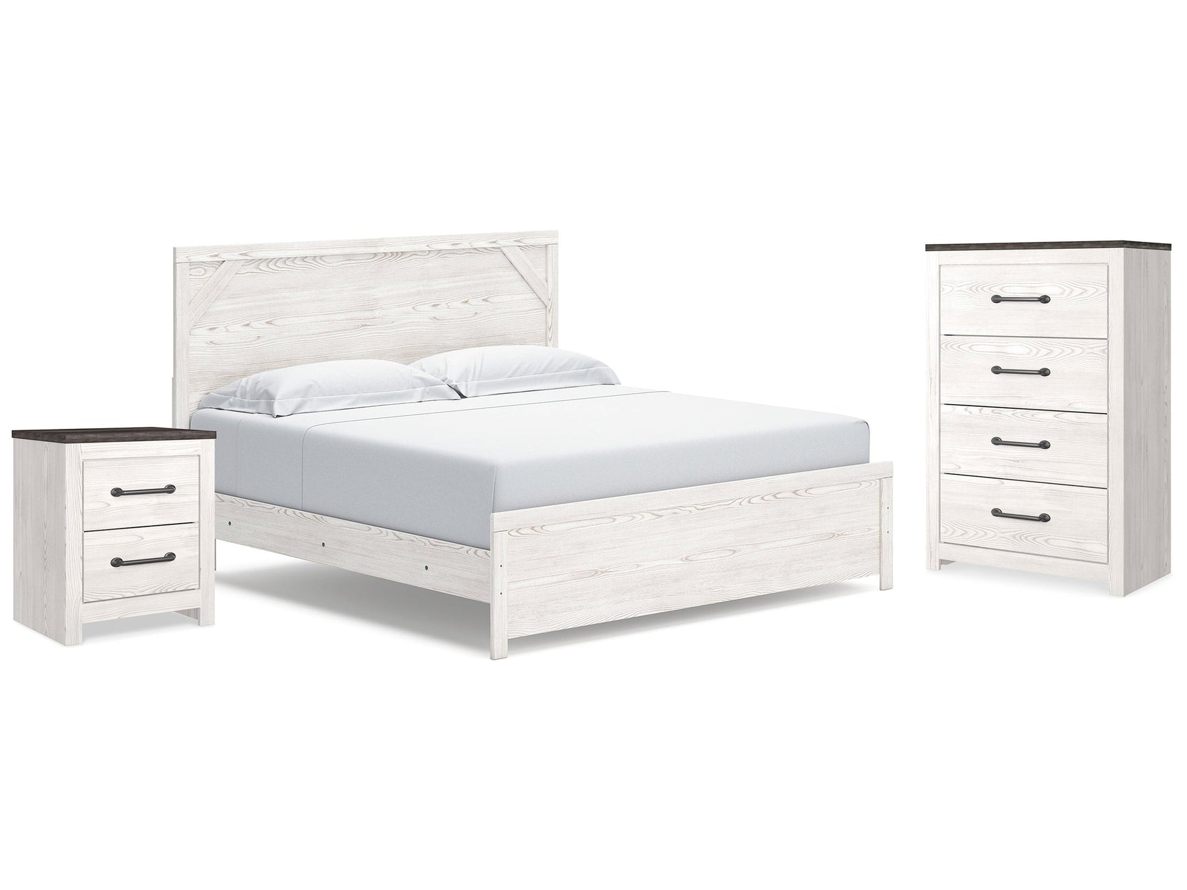 Gerridan White/Gray King Panel Bedroom Set with Chest and Nightstand (Online Special Price) - Ornate Home