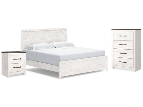 Gerridan White/Gray King Panel Bedroom Set with Chest and Nightstand - Ornate Home