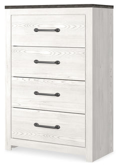 Gerridan White/Gray King Panel Bedroom Set with Chest and Nightstand - Ornate Home