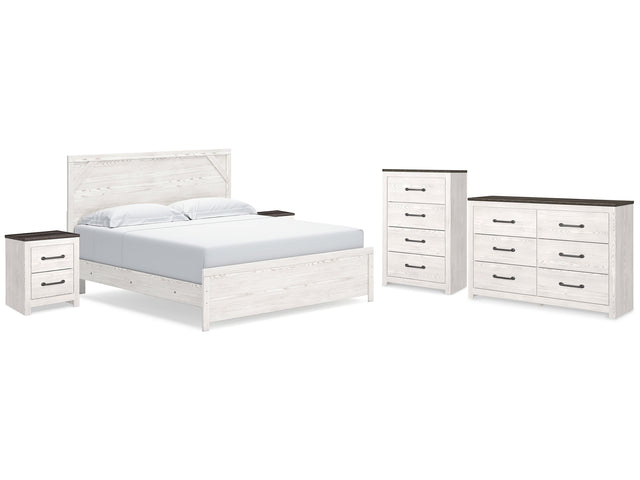 Gerridan White/Gray King Panel Bedroom Set with Dresser, Chest and 2 Nightstands (Online Special Price) - Ornate Home
