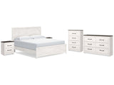 Gerridan White/Gray King Panel Bedroom Set with Dresser, Chest and 2 Nightstands - Ornate Home