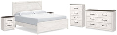 Gerridan White/Gray King Panel Bedroom Set with Dresser, Chest and 2 Nightstands - Ornate Home