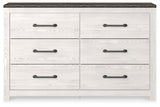 Gerridan White/Gray King Panel Bedroom Set with Dresser, Chest and 2 Nightstands - Ornate Home