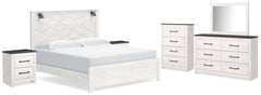 Gerridan White/Gray King Panel Bedroom Set with Dresser, Mirror, Chest and 2 Nightstands - Ornate Home
