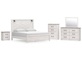 Gerridan White/Gray King Panel Bedroom Set with Dresser, Mirror, Chest, and Nightstand (Online Special Price) - Ornate Home