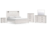 Gerridan White/Gray King Panel Bedroom Set with Dresser, Mirror, Chest, and Nightstand - Ornate Home