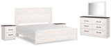 Gerridan White/Gray King Panel Bedroom Set with Dresser, Mirror and 2 Nightstands (Online Special Price) - Ornate Home