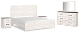 Gerridan White/Gray King Panel Bedroom Set with Dresser, Mirror and 2 Nightstands - Ornate Home