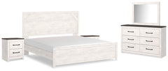 Gerridan White/Gray King Panel Bedroom Set with Dresser, Mirror and 2 Nightstands - Ornate Home