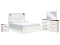 Gerridan White/Gray King Panel Bedroom Set with Dresser, Mirror and Nightstand - Ornate Home