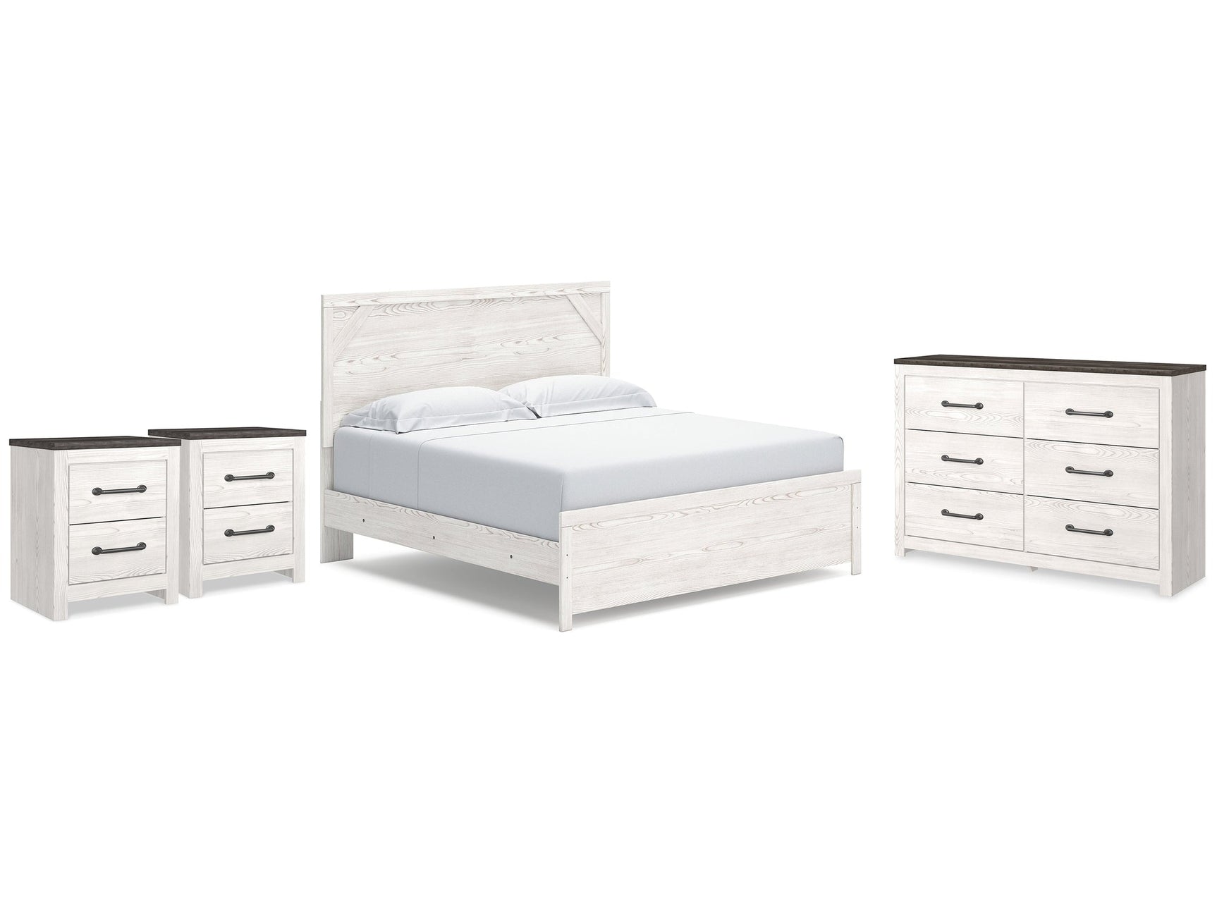 Gerridan White/Gray King Panel Bedroom Set with Dresser and 2 Nightstands (Online Special Price) - Ornate Home
