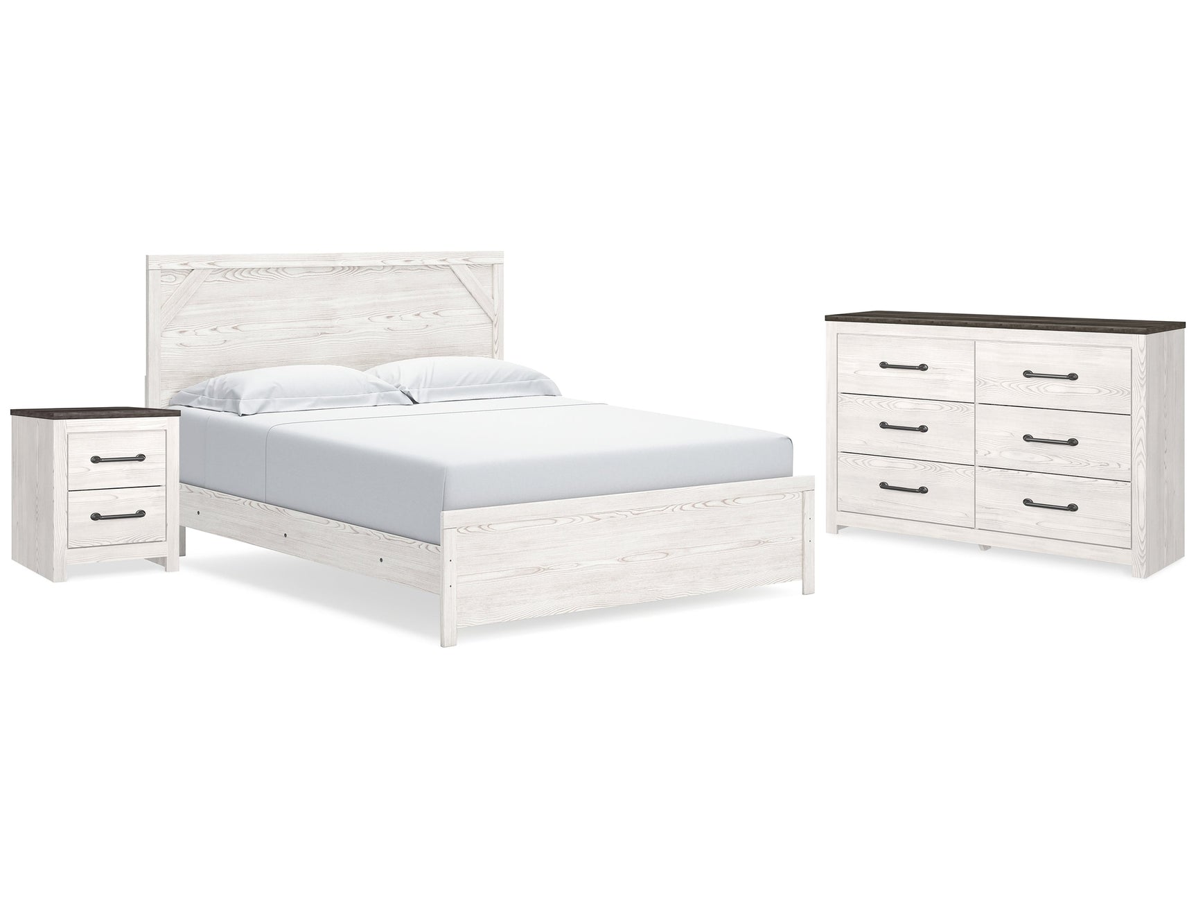 Gerridan White/Gray King Panel Bedroom Set with Dresser and Nightstand (Online Special Price) - Ornate Home