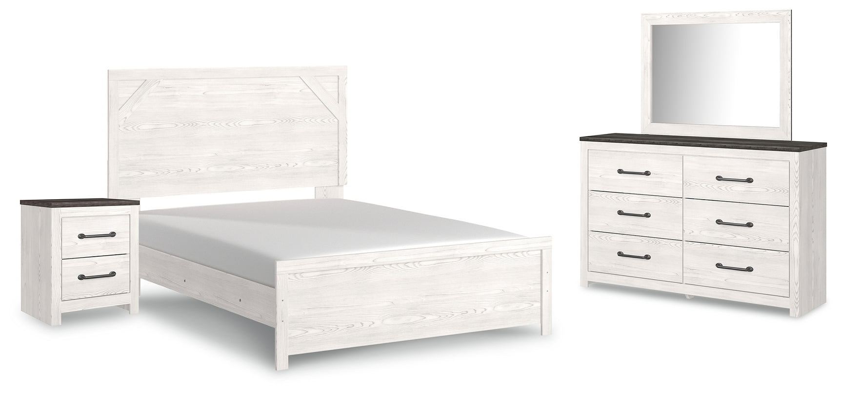 Gerridan White/Gray Queen Bed with Mirrored Dresser and Nightstand - Ornate Home