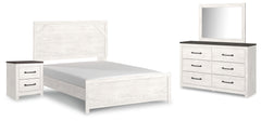 Gerridan White/Gray Queen Bed with Mirrored Dresser and Nightstand - Ornate Home