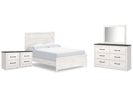 Gerridan White/Gray Queen Panel Bed, Dresser, Mirror and 2 Nightstands - Ornate Home