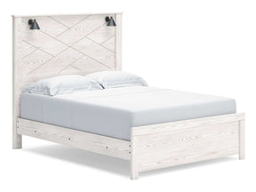 Gerridan White & Gray Queen Panel Bed Frame w/ Sconce Lights HB (Online Special Price) - Ornate Home
